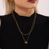 Light Luxury Women's Three Ring Stacked Clavicle Necklace In Mixed Color With Diamond Like Zircon On Stainless Steel Electroplated Geometric Design