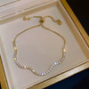 Light Luxury Zircon Adjustable Copper Bracelet With Geometric Design
