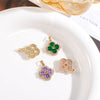 Light Luxury Zircon Four Leaf Clover Pendant Necklace Inlay Flower Style Jewelry Accessory