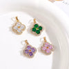Light Luxury Zircon Four Leaf Clover Pendant Necklace Inlay Flower Style Jewelry Accessory