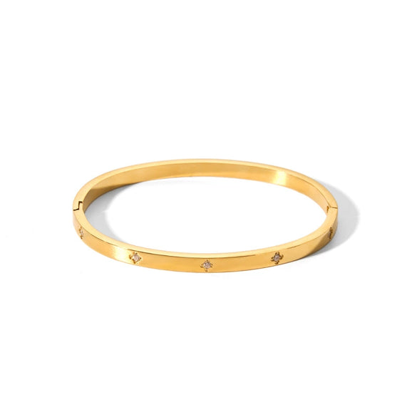 Light Luxury Zircon Golden Titanium Stainless Steel Bracelet With Geometric Style And Electroplating Treatment