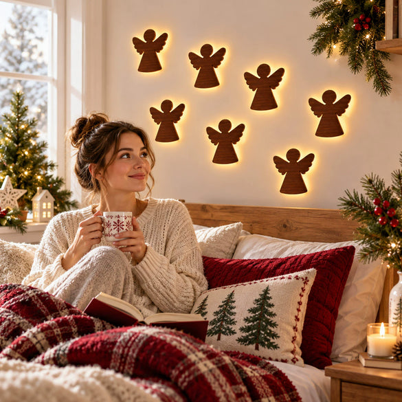 Lightup Wooden Reindeer Wall Sticker Selfadhesive Christmas Decoration With Printed Finish For Festive Home And Commercial Decor