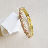 Lily Floral Openwork Enamel Bracelet With Colorful Rhinestone Accents And A Slim Circular Design
