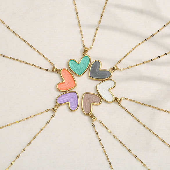 Lip Chain Necklace Stainless Steel Heart Shape Electroplating Little Fresh Style Jewelry