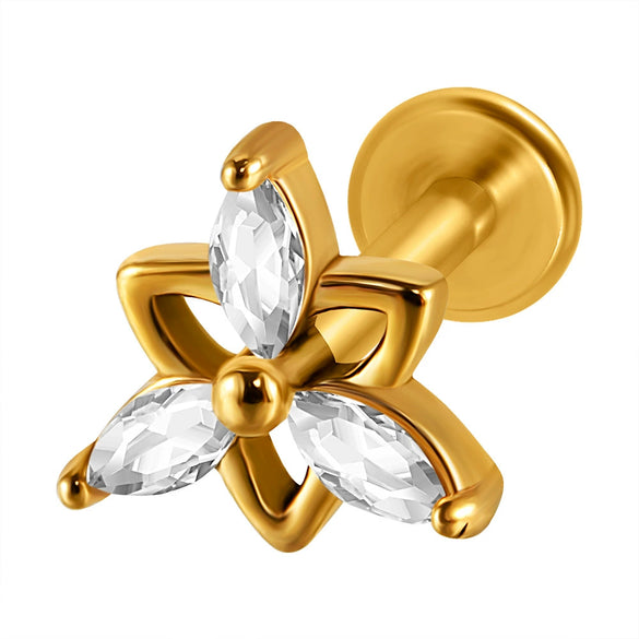 Lip Nail Piercing Earrings Stainless Steel Heart Shape Gold Electroplated