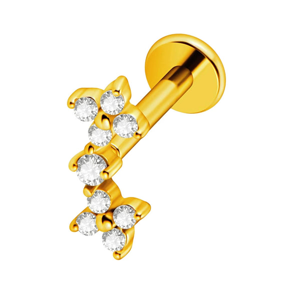 Lip Nail Piercing Earrings Stainless Steel Heart Shape Gold Electroplated