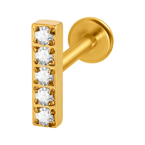 Lip Nail Piercing Earrings Stainless Steel Heart Shape Gold Electroplated
