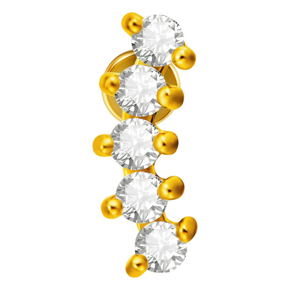 Lip Nail Piercing Earrings Stainless Steel Heart Shape Gold Electroplated