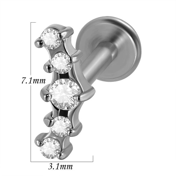 Lip Nail Piercing Earrings Stainless Steel Heart Shape Gold Electroplated