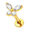 Lip Nail Piercing Earrings Stainless Steel Heart Shape Gold Electroplated