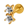 Lip Nail Piercing Earrings Stainless Steel Heart Shape Gold Electroplated