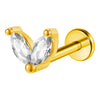 Lip Nail Piercing Earrings Stainless Steel Heart Shape Gold Electroplated