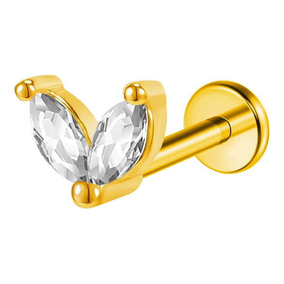 Lip Nail Piercing Earrings Stainless Steel Heart Shape Gold Electroplated