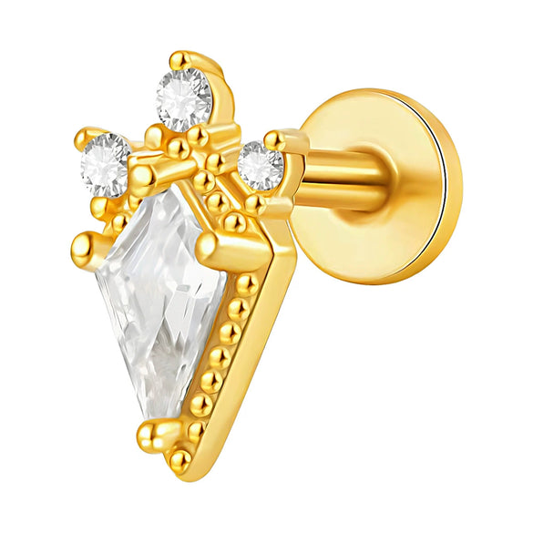 Lip Nail Piercing Earrings Stainless Steel Heart Shape Gold Electroplated