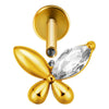 Lip Nail Piercing Earrings Stainless Steel Heart Shape Gold Electroplated