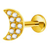Lip Nail Piercing Earrings Stainless Steel Heart Shape Gold Electroplated