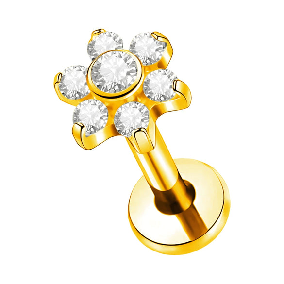 Lip Nail Piercing Earrings Stainless Steel Heart Shape Gold Electroplated