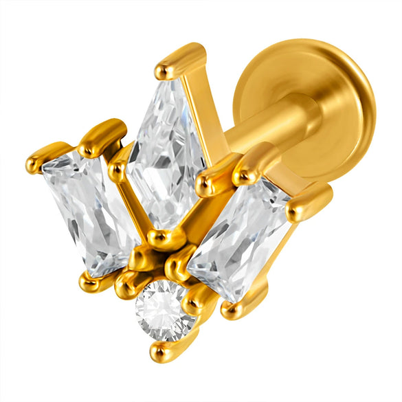 Lip Nail Piercing Earrings Stainless Steel Heart Shape Gold Electroplated