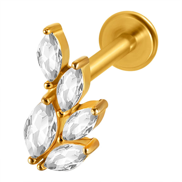 Lip Nail Piercing Earrings Stainless Steel Heart Shape Gold Electroplated