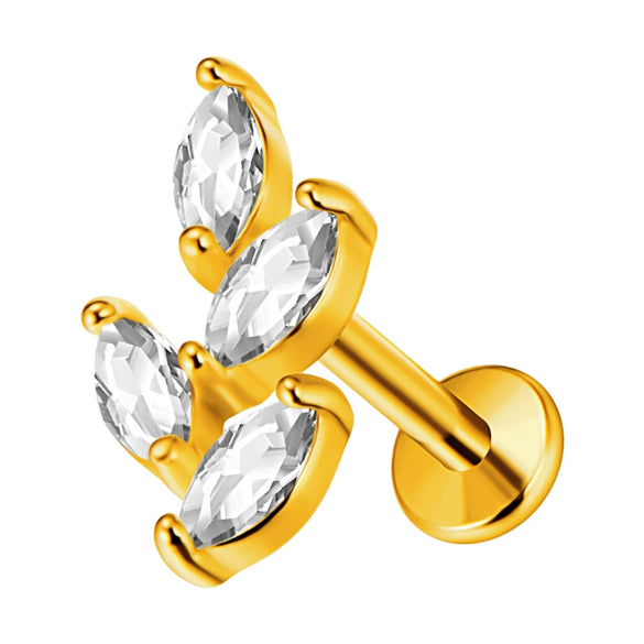 Lip Nail Piercing Earrings Stainless Steel Heart Shape Gold Electroplated