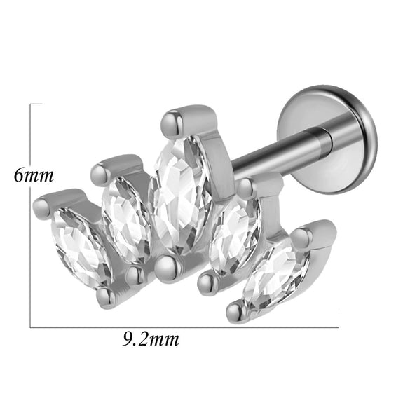 Lip Nail Piercing Earrings Stainless Steel Heart Shape Gold Electroplated