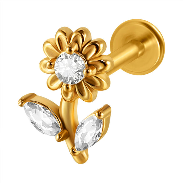 Lip Nail Piercing Earrings Stainless Steel Heart Shape Gold Electroplated