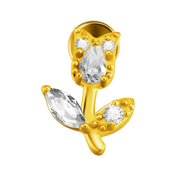 Lip Nail Piercing Earrings Stainless Steel Heart Shape Gold Electroplated
