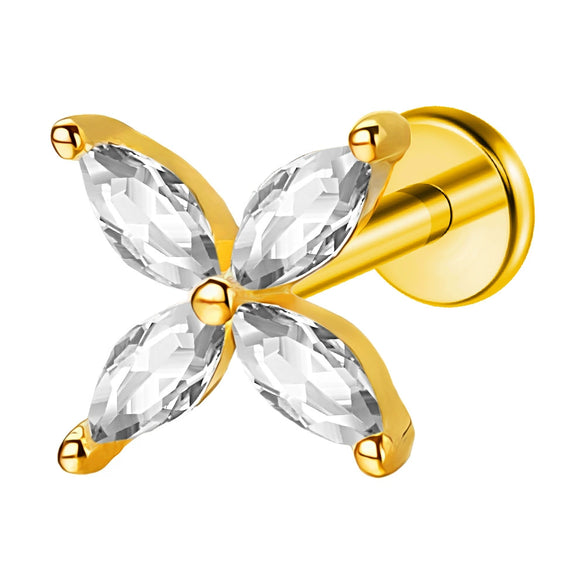 Lip Nail Piercing Earrings Stainless Steel Heart Shape Gold Electroplated