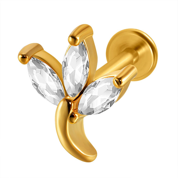 Lip Nail Piercing Earrings Stainless Steel Heart Shape Gold Electroplated