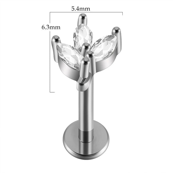 Lip Nail Piercing Earrings Stainless Steel Zircon Heart Shape