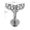 Lip Nail Piercing Earrings Stainless Steel Zircon Heart Shape