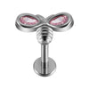 Lip Nail Piercing Earrings Stainless Steel Zircon Heart Shape