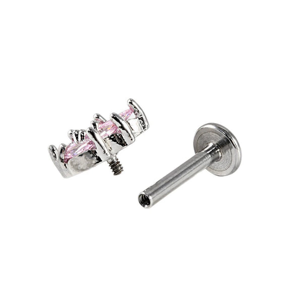 Lip Nail Piercing Earrings Stainless Steel Zircon Heart Shape