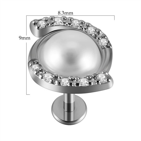 Lip Nail Piercing Earrings Stainless Steel Zircon Heart Shape