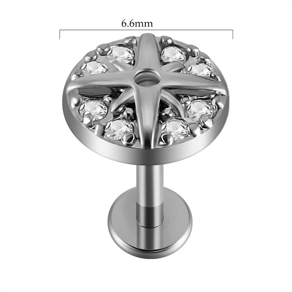 Lip Nail Piercing Earrings Stainless Steel Zircon Heart Shape