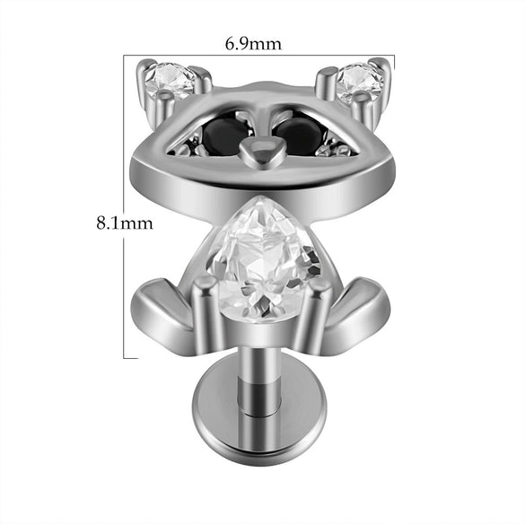 Lip Nail Piercing Earrings Stainless Steel Zircon Heart Shape