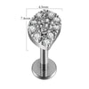 Lip Nail Piercing Earrings Stainless Steel Zircon Heart Shape