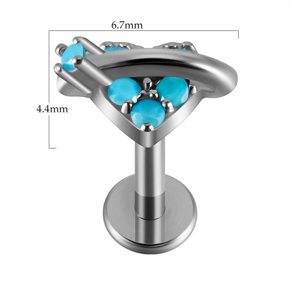 Lip Nail Piercing Earrings Stainless Steel Zircon Heart Shape