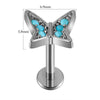 Lip Nail Piercing Earrings Stainless Steel Zircon Heart Shape