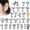 Lip Nail Piercing Earrings Stainless Steel Zircon Heart Shape