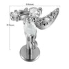 Lip Nail Piercing Earrings Stainless Steel Zircon Heart Shape