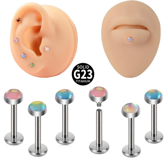 Lip Ring And Ear Bone Stud Earrings Titanium Geometric Electroplated