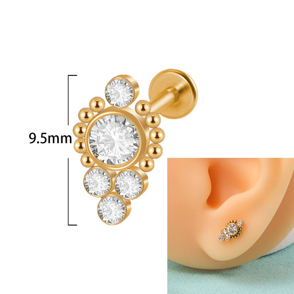 Lip Ring Multiball Earrings Ear Bone Nail Stainless Steel Geometric Electroplating