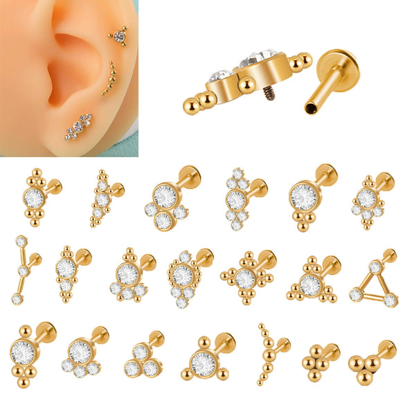 Lip Ring Multiball Earrings Ear Bone Nail Stainless Steel Geometric Electroplating