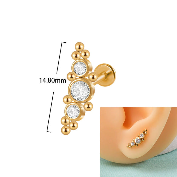 Lip Ring Multiball Earrings Ear Bone Nail Stainless Steel Geometric Electroplating