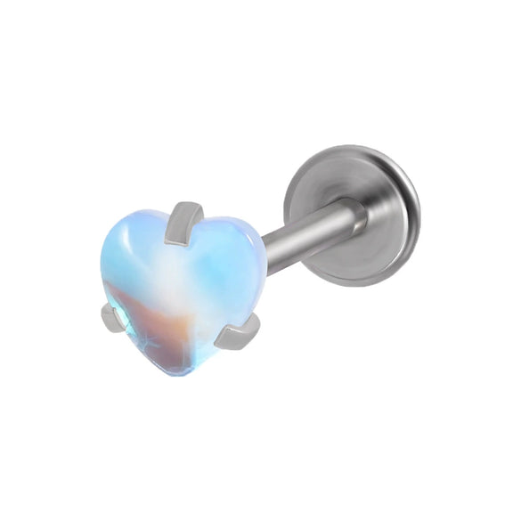 Lip Ring Stainless Steel Heartshaped Glitter Film Stone Oil Process Dark Love Pink And Blue