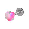 Lip Ring Stainless Steel Heartshaped Glitter Film Stone Oil Process Dark Love Pink And Blue