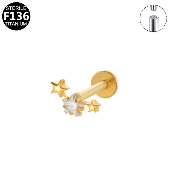 Lip Stud And Ear Stud Pure Titanium And Titanium Alloy With Geometric Pattern Electroplated For Unisex