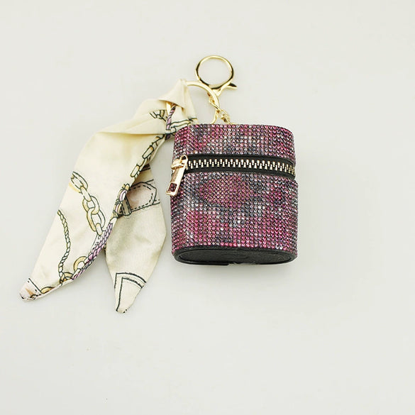 Lipstick Headphone Storage Bag Artificial Leather Snake Pattern Oval Electroplating Minimalist
