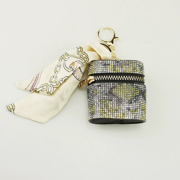Lipstick Headphone Storage Bag Artificial Leather Snake Pattern Oval Electroplating Minimalist